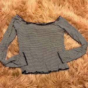Pacsun off the shoulder striped long sleeve shirt